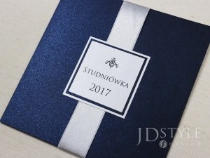 Zaproszenia na studniówkę eleganckie granatowe perłowe ST-14